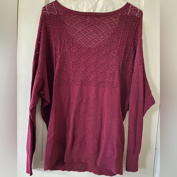 Urban Outfitters Pins & Needles Burgundy Dolman Sleeve Pointelle Sweater Size M - Picture 2 of 3